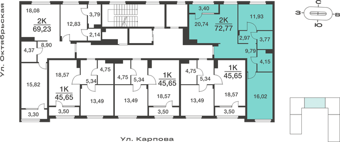 Квартира 72,8 м², 2-комнатная - изображение 2