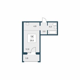 Квартира 28,6 м², 1-комнатная - изображение 1