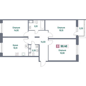 Квартира 90,4 м², 3-комнатная - изображение 1