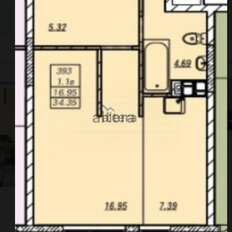 Квартира 34,4 м², студия - изображение 2
