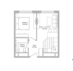 Квартира 33,6 м², 1-комнатные - изображение 1