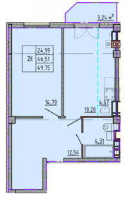 Квартира 49,6 м², студия - изображение 1