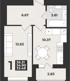 Квартира 36,3 м², 1-комнатная - изображение 1