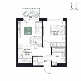Квартира 37,2 м², 1-комнатная - изображение 1