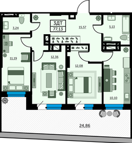 Квартира 77,7 м², 3-комнатная - изображение 1