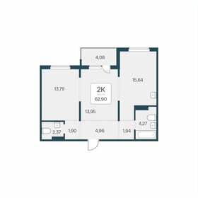 Квартира 62,9 м², 2-комнатная - изображение 1