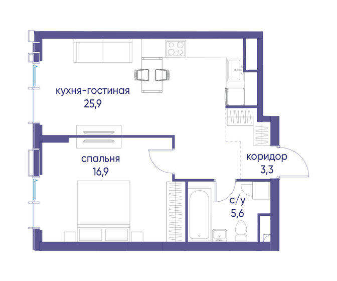 54,3 м², 1-комнатная квартира 27 490 000 ₽ - изображение 119