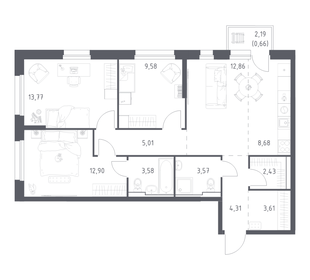 Квартира 81 м², 3-комнатная - изображение 1