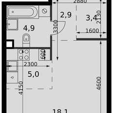 Квартира 34,4 м², студия - изображение 2