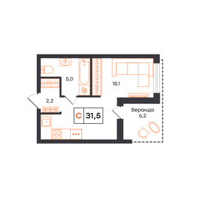 Квартира 31,5 м², студия - изображение 1