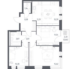 Квартира 69 м², 3-комнатная - изображение 1