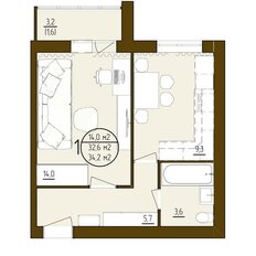 Квартира 34,2 м², 1-комнатная - изображение 2