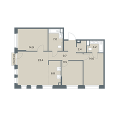 Квартира 94,9 м², 4-комнатная - изображение 4