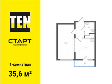 Квартира 35,6 м², 1-комнатная - изображение 1