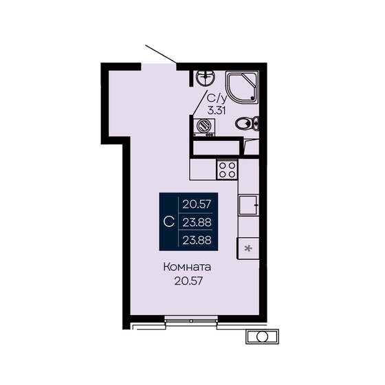 23,9 м², квартира-студия 5 970 000 ₽ - изображение 46