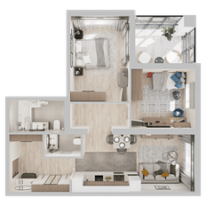 Квартира 60,6 м², 2-комнатная - изображение 2