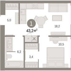 Квартира 43,2 м², 1-комнатная - изображение 3
