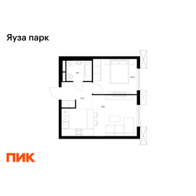 Квартира 37,6 м², 1-комнатная - изображение 1