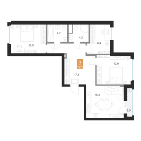 Квартира 78,2 м², 3-комнатная - изображение 1