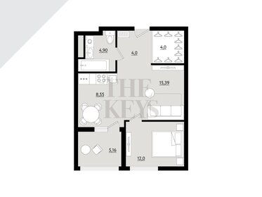 Квартира 51,7 м², 1-комнатная - изображение 1