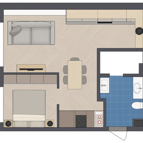 Квартира 49 м², 1-комнатные - изображение 4
