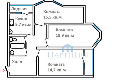 Квартира 78,1 м², 3-комнатная - изображение 1