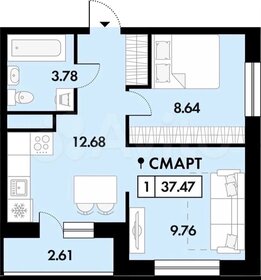 Квартира 37,5 м², 1-комнатная - изображение 1