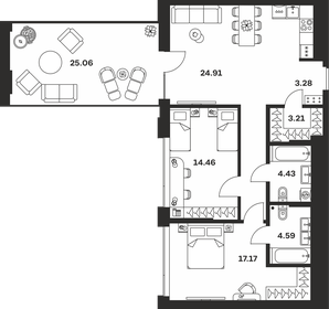 Квартира 102,7 м², 2-комнатная - изображение 1