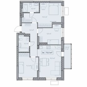 Квартира 76,2 м², 3-комнатная - изображение 1