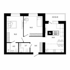 Квартира 68,4 м², 3-комнатная - изображение 3