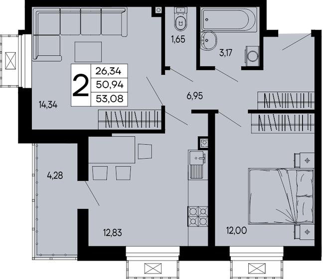 54,3 м², 2-комнатная квартира 8 419 600 ₽ - изображение 13