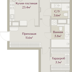 Квартира 82,9 м², 2-комнатная - изображение 2