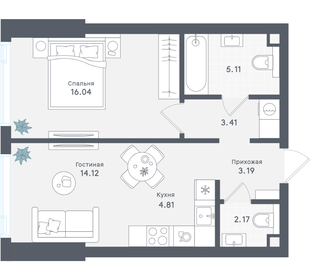 Квартира 48,9 м², 1-комнатная - изображение 1
