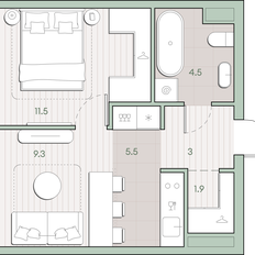 Квартира 35,7 м², 1-комнатная - изображение 2