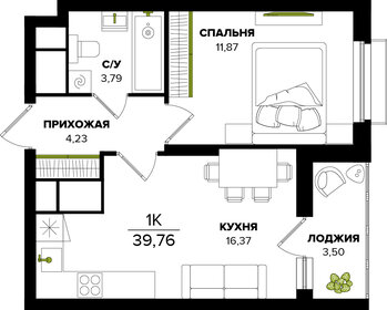 Квартира 39,8 м², 1-комнатная - изображение 1