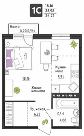 Квартира 34,3 м², студия - изображение 1