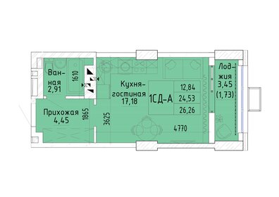 Квартира 26,3 м², студия - изображение 1
