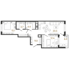 Квартира 65,1 м², 2-комнатная - изображение 2