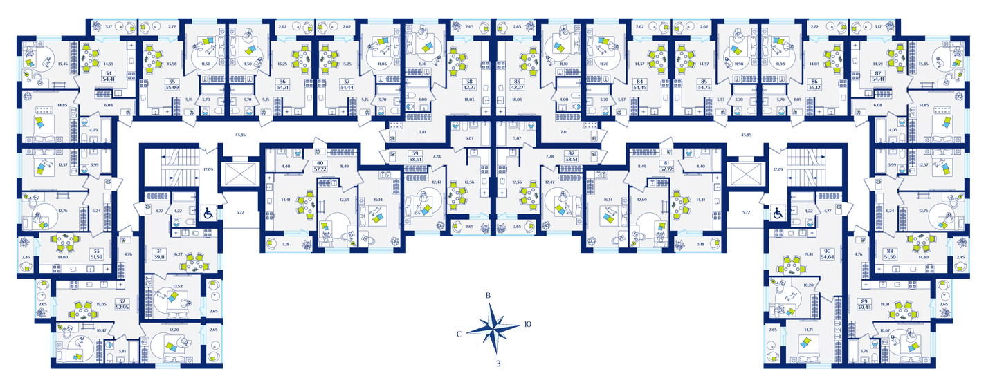 51,9 м², 2-комнатная квартира 8 148 490 ₽ - изображение 49