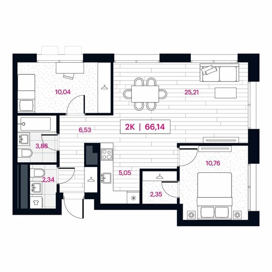 44,9 м², 2-комнатная квартира 3 995 000 ₽ - изображение 77