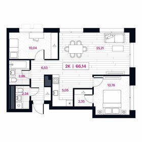 Квартира 66,2 м², 2-комнатная - изображение 1