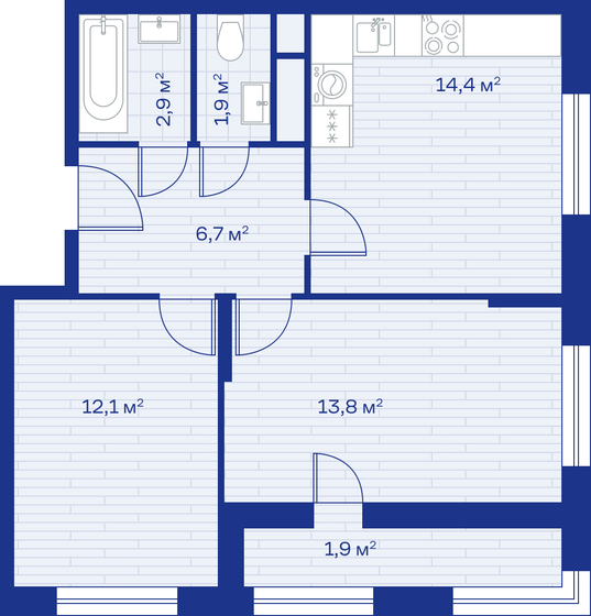 64 м², 2-комнатная квартира 10 677 417 ₽ - изображение 56