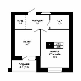 Квартира 41,5 м², 1-комнатная - изображение 1