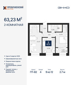 Квартира 63,2 м², 2-комнатная - изображение 1