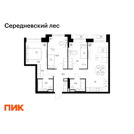 78,5 м², 3-комнатная квартира 13 900 000 ₽ - изображение 68