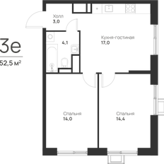 Квартира 52,5 м², 2-комнатная - изображение 2