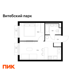 Квартира 35,4 м², 1-комнатная - изображение 1