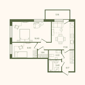 Квартира 59,8 м², 2-комнатная - изображение 1