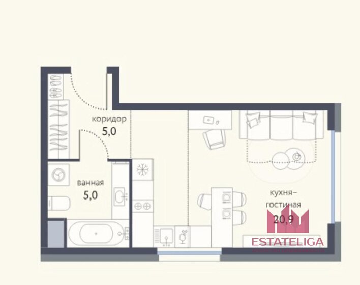 30,9 м², квартира-студия 11 500 000 ₽ - изображение 44