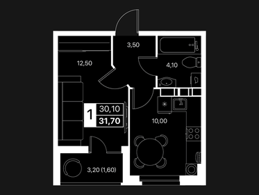 Квартира 31,7 м², 1-комнатная - изображение 1
